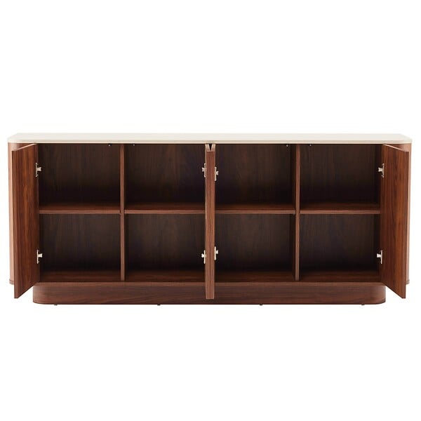 OVIALA - Buffet effet bois 4 portes L 180 cm bois foncé - Theodore - large