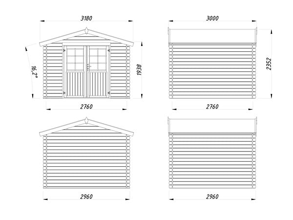 WHITE WOOD - Abri de jardin en bois Valence 2 ép.28mm - White Wood - 9,5m² - large