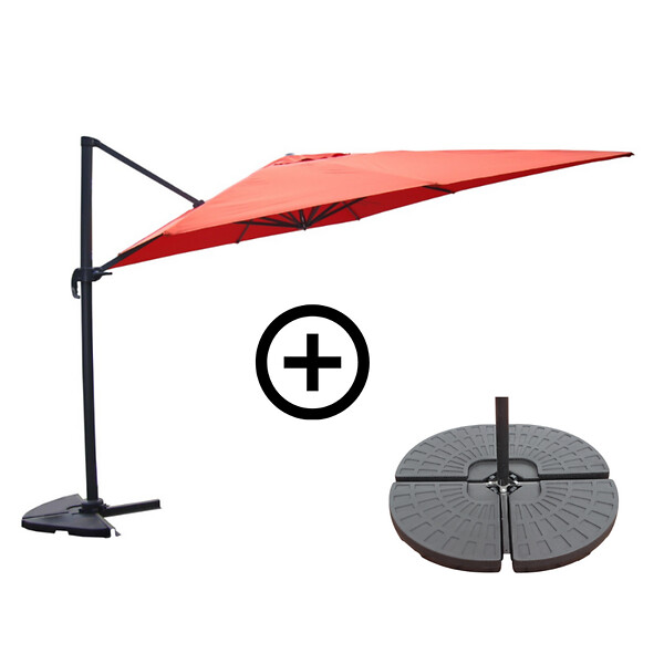 CONCEPT USINE - Ensemble parasol  terracotta 3x4m et 4 dalles à lester CESARE - large