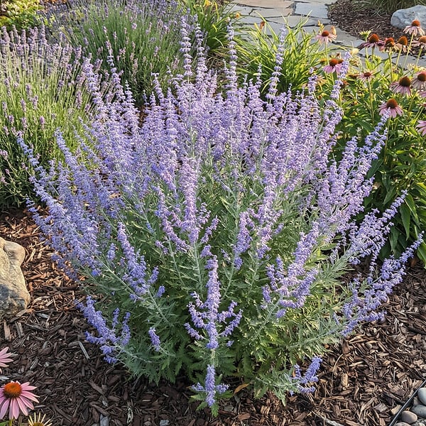 BLOOMIQUE - Lot de 3 - Perovskia Blue Spire - Sauge russe géante - Rustique - Vivace - H. 10-20 cm - P. 9 cm - large