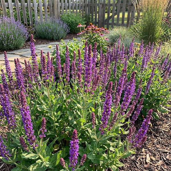 BLOOMIQUE - Lot de 6 - Salvia Ostfriesland - Sauge - Rustique - Vivace - Mellifère - Hauteur 10-20 cm - Pot 9 cm - large