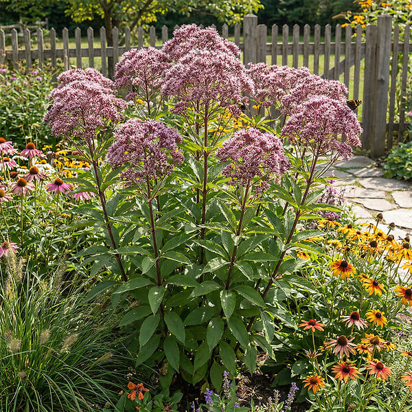 BLOOMIQUE - Lot de 3 - Eupatoire pourpre (Eupatorium purpureum) - Herbe de la reine - H. 10-20 cm - P. 9 cm - large