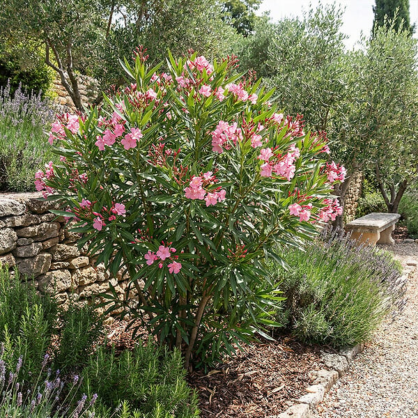 BLOOMIQUE - Laurier-rose (Nerium oleander) - Fleurs roses - Plantes jardin - Plantes terrasse - P. 26 cm - large