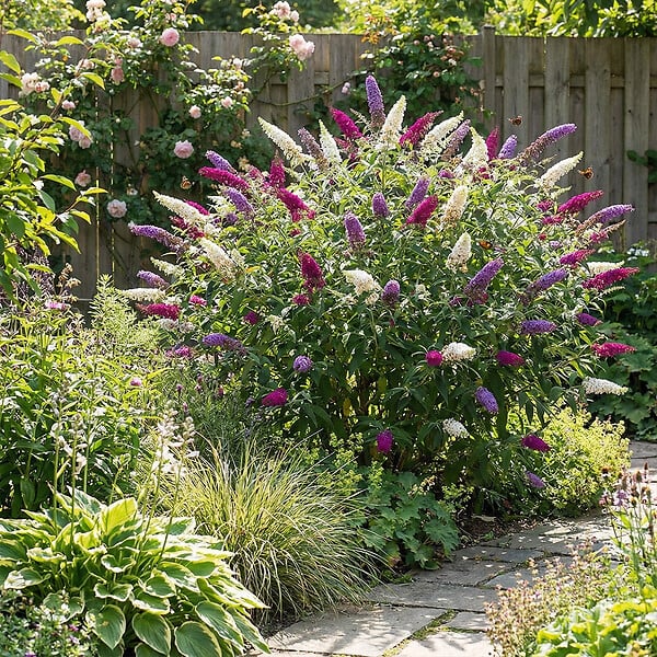 BLOOMIQUE - Buddleja Davidii Tricolor - Fleurs tricolores - Arbre aux papillons - H. 30-40 cm - P. 17 cm - large