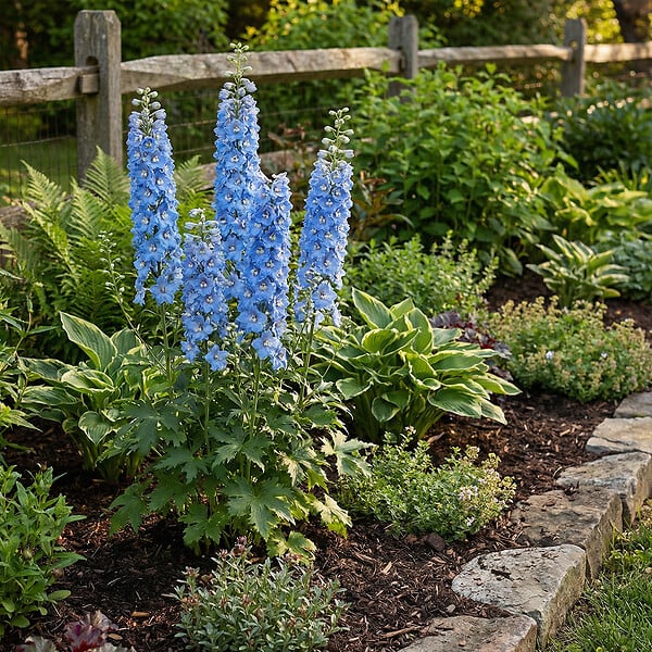 BLOOMIQUE - Lot de 6 - Delphinium M.Fount.Sky Blue - Pied-d'alouette - H. 10-20 cm - P. 9 cm - large