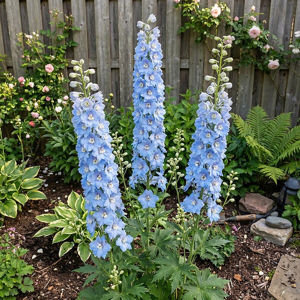 BLOOMIQUE - Lot de 6 - Delphinium M.Fount.Sky Blue - Pied-d'alouette - H. 10-20 cm - P. 9 cm - large