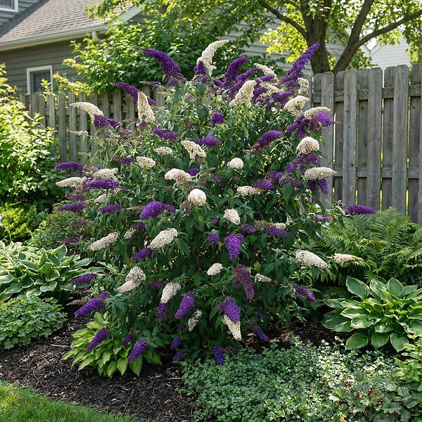 BLOOMIQUE - Buddleja Davidii Duo Violet et Blanc - Arbre aux papillons - H. 30-40 cm - P. 17 cm - large