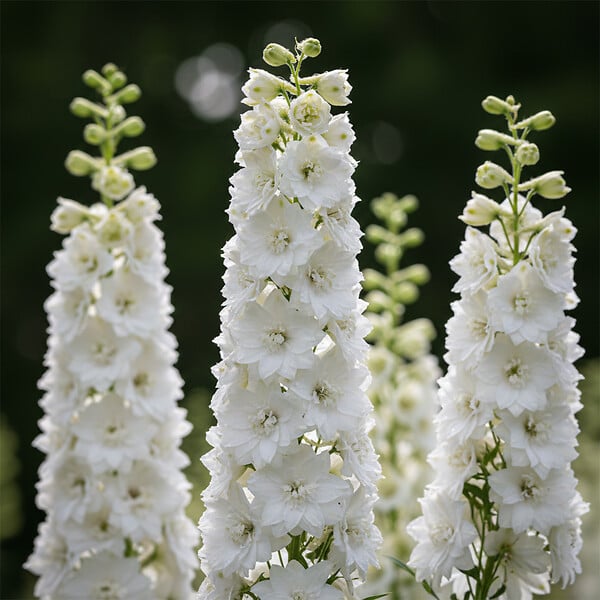 BLOOMIQUE - Lot de 3 - Delphinium Magic Fountains Pure White - Pied-d'alouette - H. 10-20 cm - P. 9 cm - large