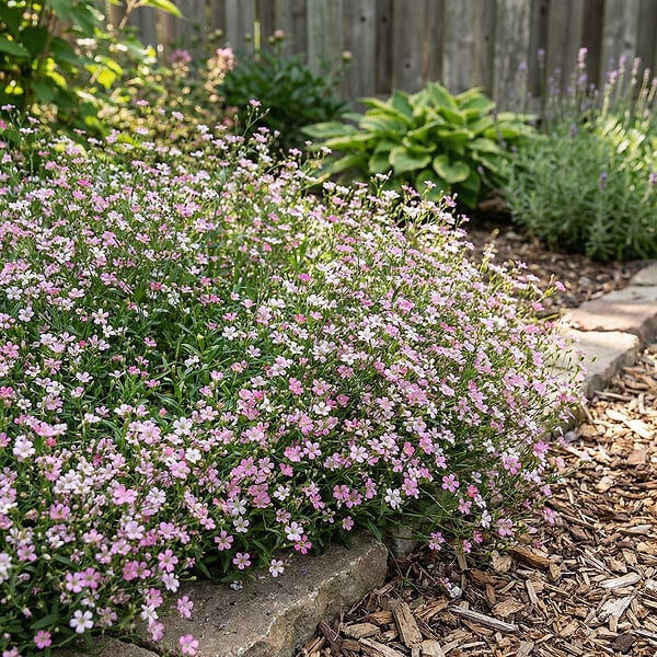 BLOOMIQUE - Lot de 3 - Gypsophila Repens Rosea - Gypsophile rampante rose - H. 10-20 cm - P. 9 cm - large