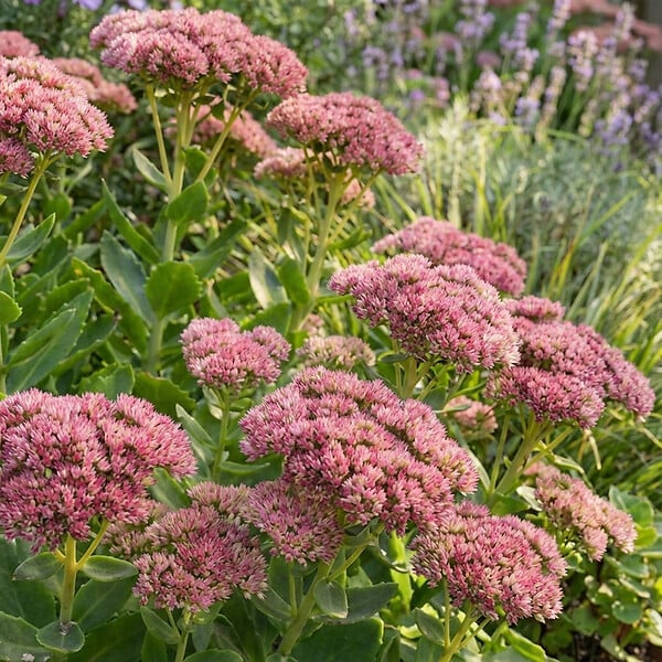 BLOOMIQUE - Lot de 6 - Sedum 'Herbstfreude' - Orpin - Plante succulente vivace rustique - H. 10-20 cm - P. 9 cm - large