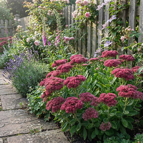 BLOOMIQUE - Lot de 6 - Sedum 'Herbstfreude' - Orpin - Plante succulente vivace rustique - H. 10-20 cm - P. 9 cm - large