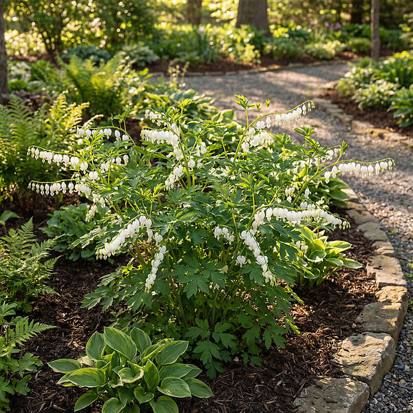 BLOOMIQUE - Lot de 6 - Dicentra Spectabilis Alba - Cœur saignant blanc - H. 10-20 cm - P. 9 cm - large