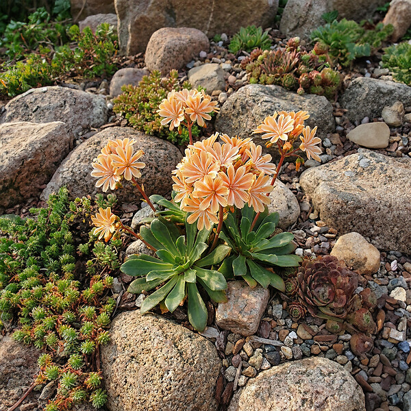 BLOOMIQUE - Lot de 3 - Lewisia Cotyledon Elise - Léwisie - Floraison abondante - H. 10-20 cm - P. 9 cm - large