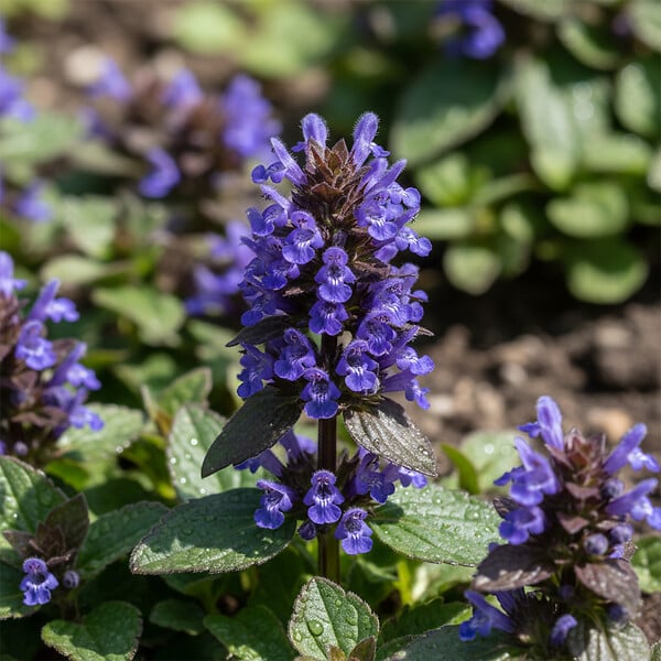 BLOOMIQUE - Lot de 3 - Ajuga reptans - Bugle rampante rampante - Floraison abondante - H. 10-20 cm - P. 9 cm - large