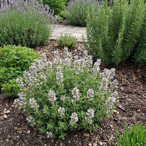 BLOOMIQUE - Lot de 6 - Thymus vulgaris - Thym véritable - Rustique - Plantes balcon - H. 10-20 cm - P. 9 cm - large