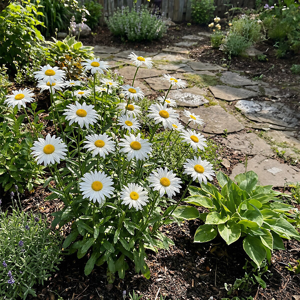 BLOOMIQUE - Lot de 6 - Leucanthemum Silberprinzessche - Marguerite - Floraison abondante - H. 10-20 cm - P. 9 cm - large