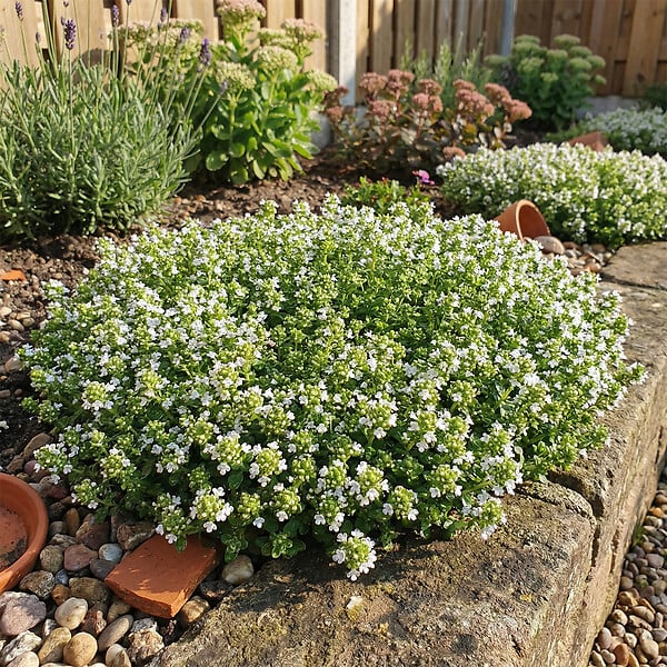 BLOOMIQUE - Lot de 6 - Thymus Albiflorus - Thym rampant - Rustique - Vivace - Couvre-sol - Persistant - P. 9 cm - large