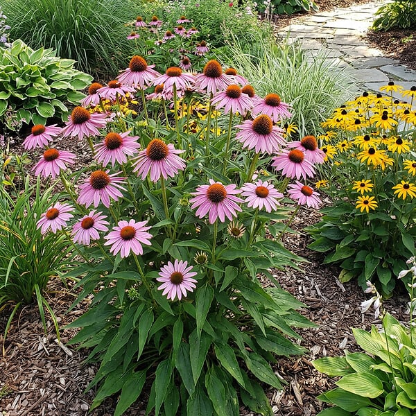 BLOOMIQUE - Lot de 6 - Echinacea purpurea - Échinacée pourpre - Floraison abondante - H. 10-20 cm - P. 9 cm - large