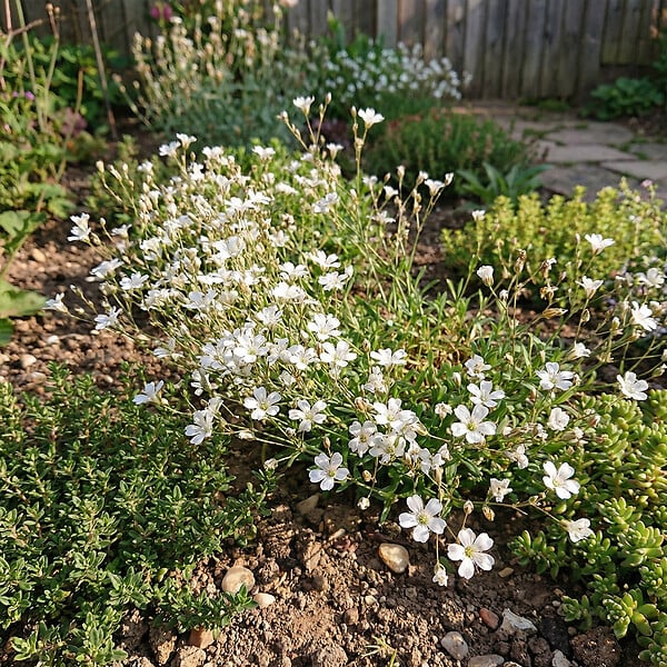 BLOOMIQUE - Lot de 6 - Gypsophila Repens Alba - Gypsophile rampante - H. 10-20 cm - P. 9 cm - large