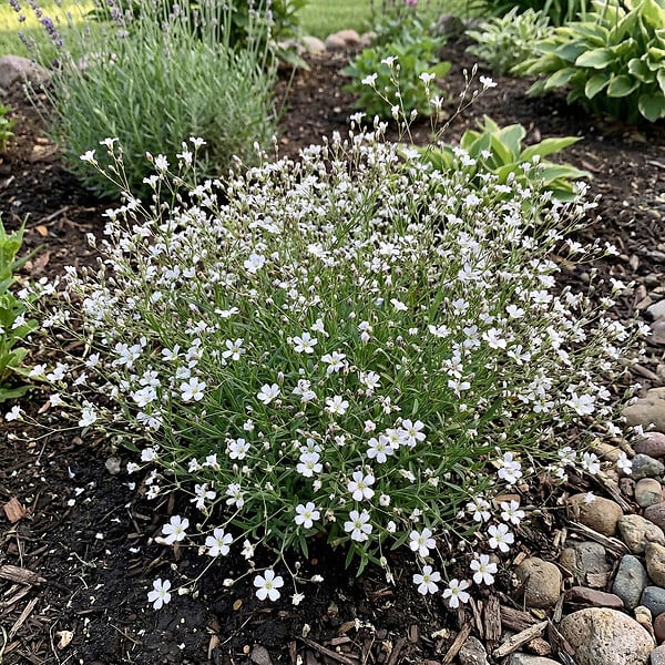 BLOOMIQUE - Lot de 6 - Gypsophila Repens Alba - Gypsophile rampante - H. 10-20 cm - P. 9 cm - large
