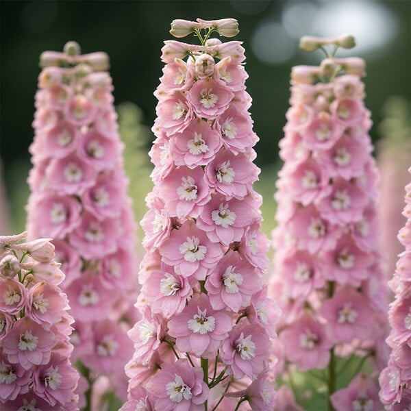 BLOOMIQUE - Lot de 3 - Delphinium Magic Fountains aux nuances roses - Pied-d'alouette - H. 10-20 cm - P. 9 cm - large