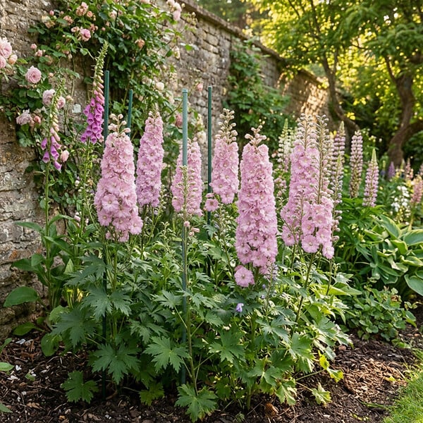 BLOOMIQUE - Lot de 3 - Delphinium Magic Fountains aux nuances roses - Pied-d'alouette - H. 10-20 cm - P. 9 cm - large