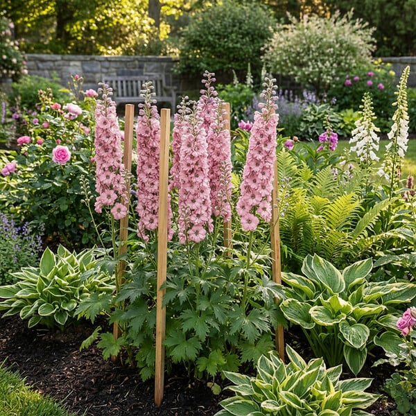 BLOOMIQUE - Lot de 3 - Delphinium Magic Fountains aux nuances roses - Pied-d'alouette - H. 10-20 cm - P. 9 cm - large