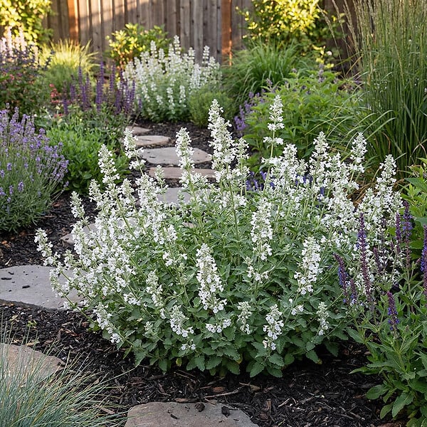 BLOOMIQUE - Lot de 6 - Nepeta Snowflake - Cataire - Rustique - Vivace - Mellifère - Hauteur 10-20 cm - Pot 9 cm - large