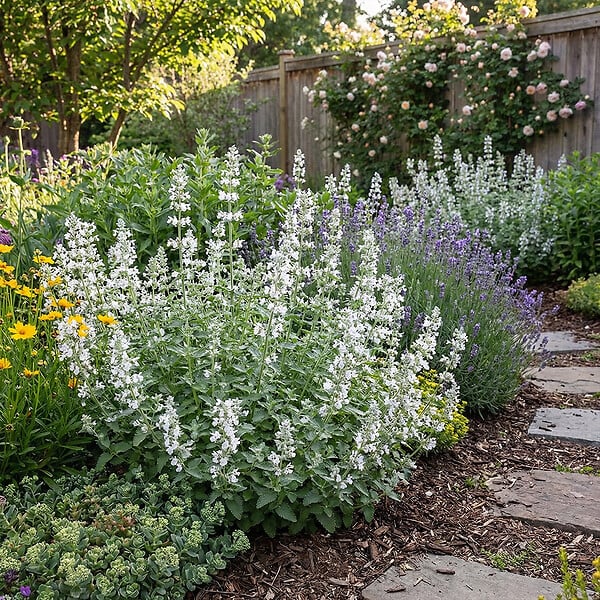 BLOOMIQUE - Lot de 6 - Nepeta Snowflake - Cataire - Rustique - Vivace - Mellifère - Hauteur 10-20 cm - Pot 9 cm - large