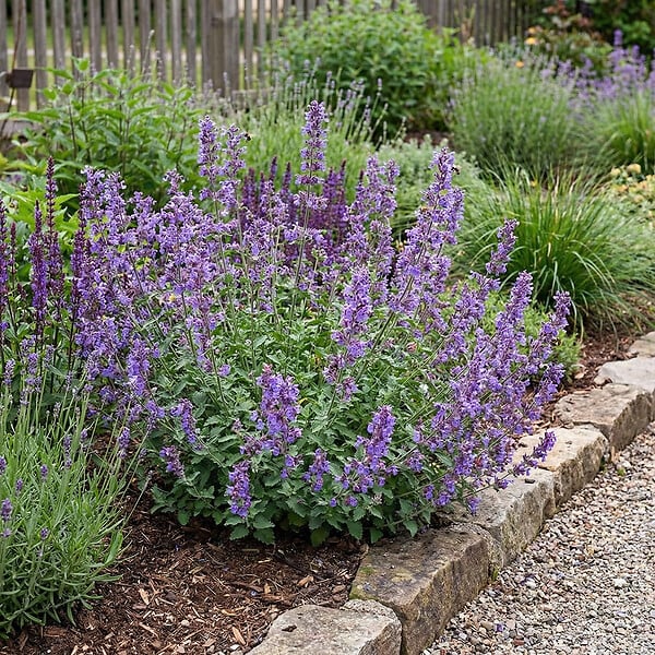 BLOOMIQUE - Lot de 6 - Nepeta faassenii - Cataire - Rustique - Vivace - Mellifère - Hauteur 10-20 cm - Pot 9 cm - large