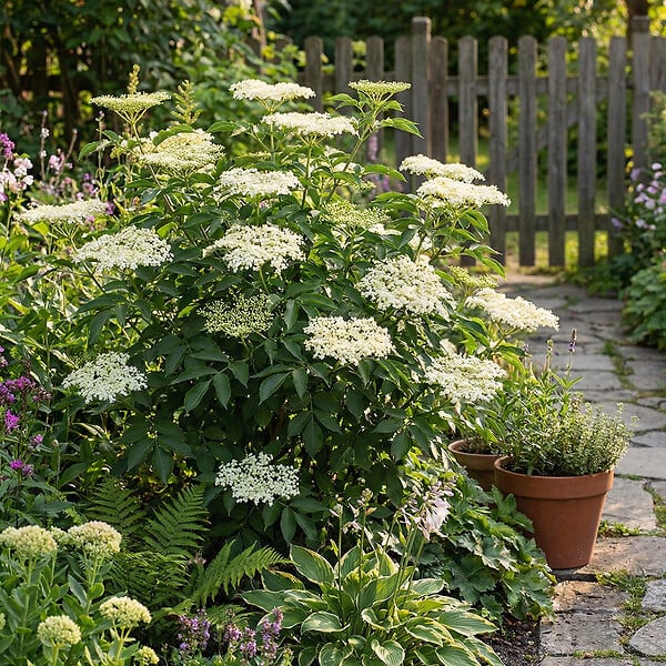BLOOMIQUE - Sambucus Nigra Howunder York - Sureau noir - Plante de Jardin - Rustique - H. 30-40 cm - P. 19 cm - large