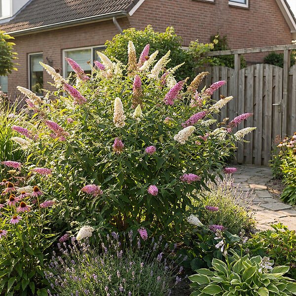BLOOMIQUE - Buddleja Davidii Duo Rose et Blanc - Arbre aux papillons - Plante de Jardin - H. 30-40 cm - P. 17 cm - large