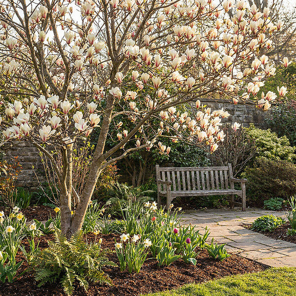 BLOOMIQUE - Lot de 2 - Magnolia Sunrise - Magnolia - Plante de Jardin - Rustique - Hauteur 40-60 cm - Pot 19 cm - large