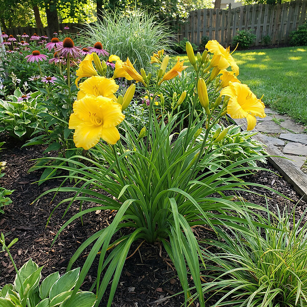 BLOOMIQUE - Lot de 6 - Hemerocallis Stella Oro - Hémérocalle - Plante de Jardin - H. 10-20 cm - P. 9 cm - large