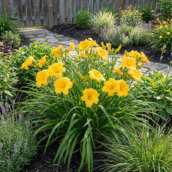 BLOOMIQUE - Lot de 6 - Hemerocallis Stella Oro - Hémérocalle - Plante de Jardin - H. 10-20 cm - P. 9 cm - large