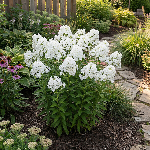 BLOOMIQUE - Lot de 6 - Phlox 'David' - Rustique - Vivace - Fleurs blanches - Hauteur 10-20 cm - Pot 9 cm - large