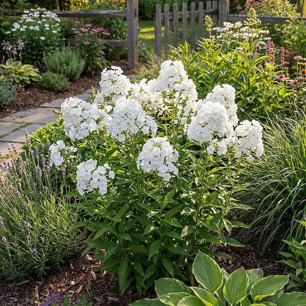 BLOOMIQUE - Lot de 6 - Phlox 'David' - Rustique - Vivace - Fleurs blanches - Hauteur 10-20 cm - Pot 9 cm - large