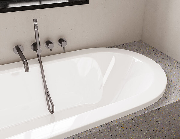 SANYCCES - Baignoire design ovale LOFT blanche 180 cm  Tablier inclus - large