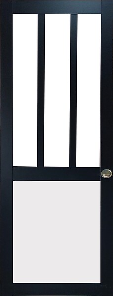 GD MENUISERIES - Porte Coulissante Atelier noir, blanc Vitrée H204 x L73 cm, Coquilles - large