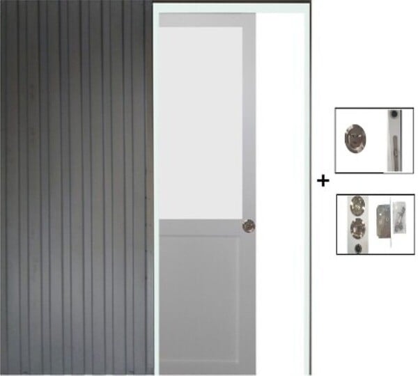 GD MENUISERIES - Porte Coulissante Athena Blanc H204 x L83 cm, Galandage - large