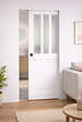 GD MENUISERIES - Porte Coulissante Atelier blanc vitre depoli H204 x L73 cm, Galandage - vignette