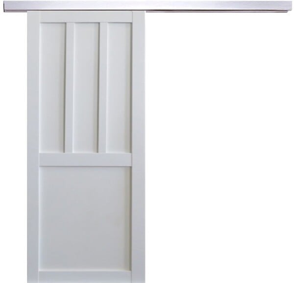 GD MENUISERIES - Porte Coulissante Atelier 2 Panneaux Blanc H204 x L73 cm, Rail Alu - large