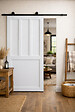 GD MENUISERIES - Porte Coulissante Atelier 2 panneaux blanc H204 x L83 cm, Rail Roulettes - vignette