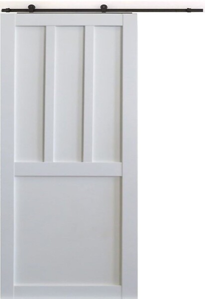 GD MENUISERIES - Porte Coulissante Atelier 2 panneaux blanc H204 x L83 cm, Rail Roulettes - large