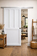 GD MENUISERIES - Porte Coulissante Atelier 2 panneaux blanc H204 x L83 cm, Rail Alu, Coquilles - vignette