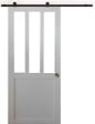 GD MENUISERIES - Porte Coulissante Atelier blanc H204 x L83 cm, Rail Roulettes, Coquilles - vignette