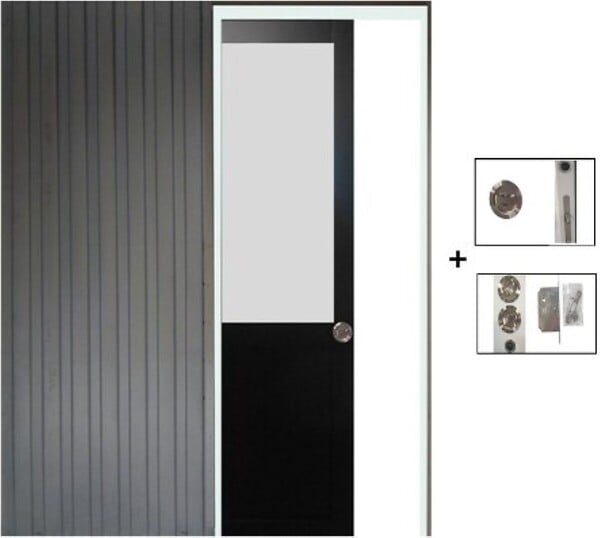 GD MENUISERIES - Porte Coulissante Athena Noir H204 x L83 cm, Galandage - large