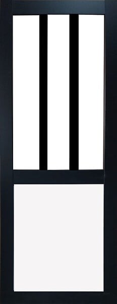 GD MENUISERIES - Porte Coulissante Atelier noir, panneau blanc Vitrée H204 x L83 cm - large