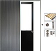GD MENUISERIES - Porte Coulissante Atelier Noir H204 x L93 cm sans meneau, Galandage, kit de finition - vignette