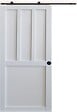 GD MENUISERIES - Porte Coulissante Atelier 2 panneaux blanc H204 x L73 cm, Rail roulettes, Coquilles Noir - vignette